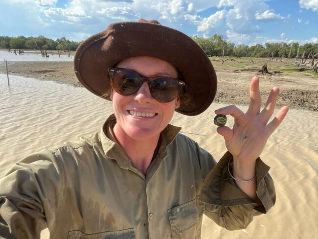 MER story – Deb with hatchling_Deb Bower